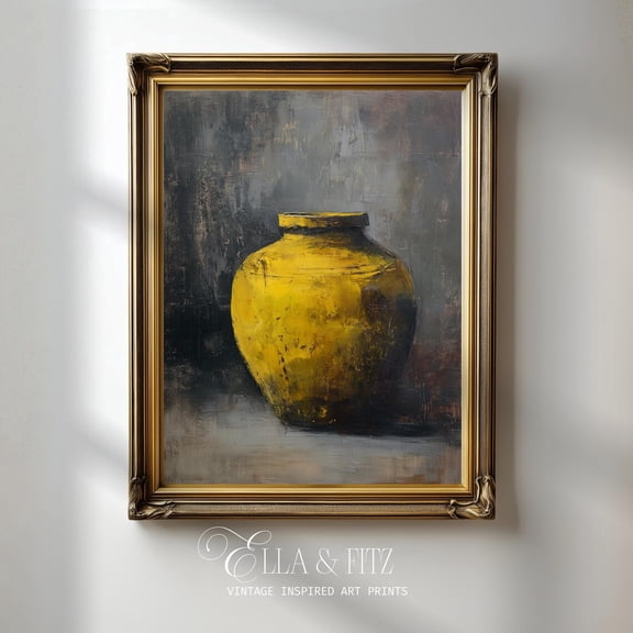 Yellow Pottery Still Life Rustic Earthenware Moody Neutral Vase