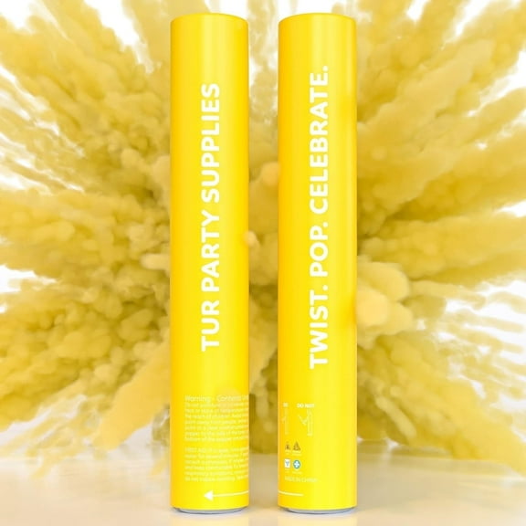 TUR Yellow Powder Cannons 2 Pack - 12 Inch Biodegradable Smoke Bomb Poppers for Celebrations