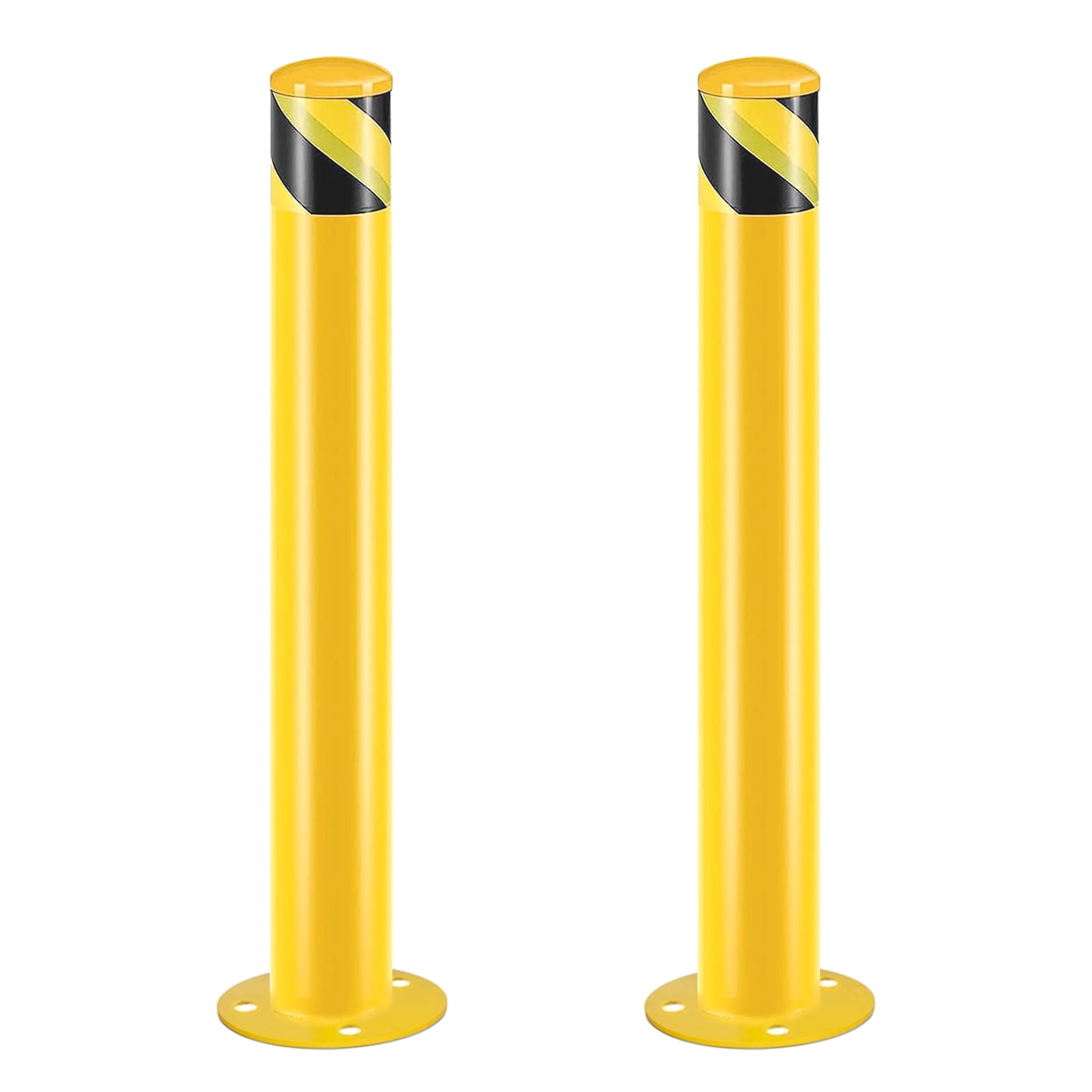 Yellow Powder Coated Steel Safety Bollard Post, 42 Inch Height Parking