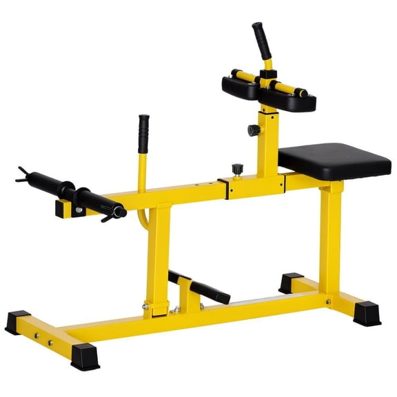 Yellow Powder Coated Steel Seated Calf Raise Machine, 48"23.2"41.7" Adjustable Home Gym Calf Training Equipment Max 440 Lbs Weight Plate Compatible