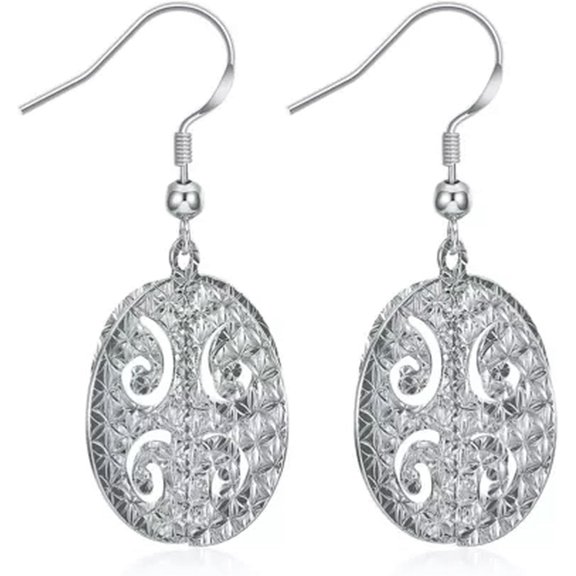 Yellow Premium Gold Platinum Professionally Plated Earrings Drop Dangle Fish Hook Clasp L646-Platinum Plated[m971]