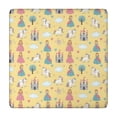 thumbnail image 1 of Yellow Princess Castle Unicorn Pattern Square Fitted Tablecloth with Elastic Edge,Square Table Cover,Washable Elastic Table Cover for Home Kitchen Party Decor 34"x34", 1 of 6