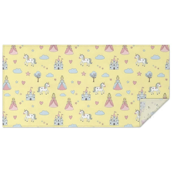 Yellow Princess Unicorn Pattern Rectangle Tablecloth 60"x120",Waterproof Polyester Rectangle Table Cloth, Wipeable Spillproof Polyester Tablecloth for Dining, Camping, Indoor and Outdoor