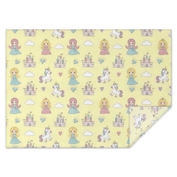 Yellow Princess Unicorn Pattern Rectangle Tablecloth 60"x84",Waterproof Polyester Rectangle Table Cloth, Wipeable Spillproof Polyester Tablecloth for Dining, Camping, Indoor and Outdoor
