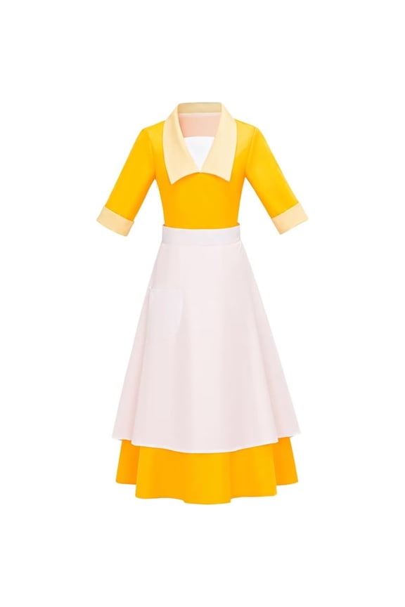 Yellow Princess Waitress Dress Housemaid Dress for Women