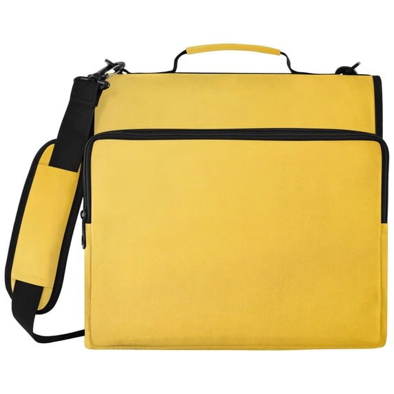 Yellow Printed Zipper Binder with Handle&Shoulder Strap 2 inch 3 Ring 500+300 Sheet Capacity File Folder Organizer
