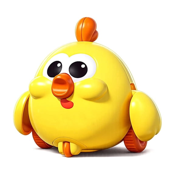Yellow Pull Along Chick Toy, Interactive Pull Toy with Wheels, Crawling Toy for Early Learning, Sensory Play, Plastic Pull String Toy