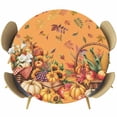 thumbnail image 1 of Yellow Pumpkins Fall Round Tablecloth, Fitted Table Cover with Elastic for 55"-60" Round Tables, Harvest Thanksgiving Botanical Leaves Table Cloth Outdoor Indoor Dinning Party Waterproof Tablecloths, 1 of 7