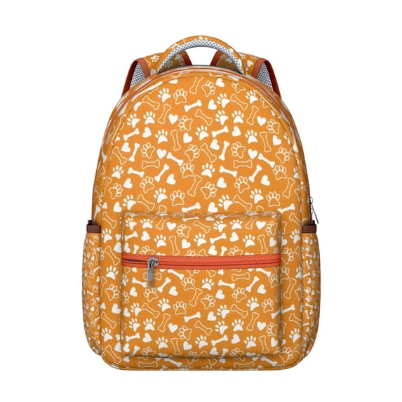 Yellow Puppy Dog Food Footprints Backpack for School,Cute School Bag,Schoolbag with Adjustable Shoulder Straps & Padded Back,15.3"x11"x7.1".