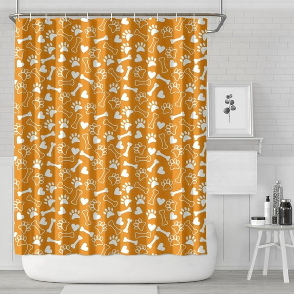 Yellow Puppy Dog Food Footprints Shower Curtain 72"x84" ,Bathroom Decorative Shower Curtains Set with 12 Hooks,Modern Waterproof Washable Shower Curtain