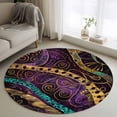 thumbnail image 1 of Yellow Purple Green Round Area Rug 3.3 FT, Non Slip Small Entryway Kitchen Mat, Geometric Modern Abstract Washable Soft Circular Rug Non-Shedding Door Mat for Bathroom Playroom Kids Room, 1 of 9