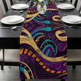 thumbnail image 1 of Yellow Purple Green Table Runner 36 Inches Long, Modern Geometric Abstract Kitchen Coffee Dining Table Decoration for Home Party Birthday Wedding Home Decor 13x36 Inches, 1 of 8