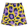 thumbnail image 1 of Yellow Purple Leopard Pattern Athletic Shorts Breathable with Comfort Fit Drawstring Casual Sweatshorts Medium, 1 of 9