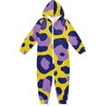 thumbnail image 1 of Yellow Purple Leopard Pattern One Piece Pajamas Soft Jumpsuit Cozy Sleep and Play Romper Zipper and Pockets 7-8T, 1 of 8