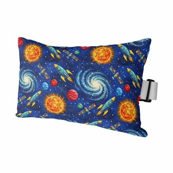 Yellow Purple Spaceship Outdoor Pillows for Chaise Lounge Chair Waterproof Lumbar Pillows with Insert&Adjustable Elastic Strap Beach Headrest Pillow Modern Abstract Art Rocket Pool Pillow 11"x16"
