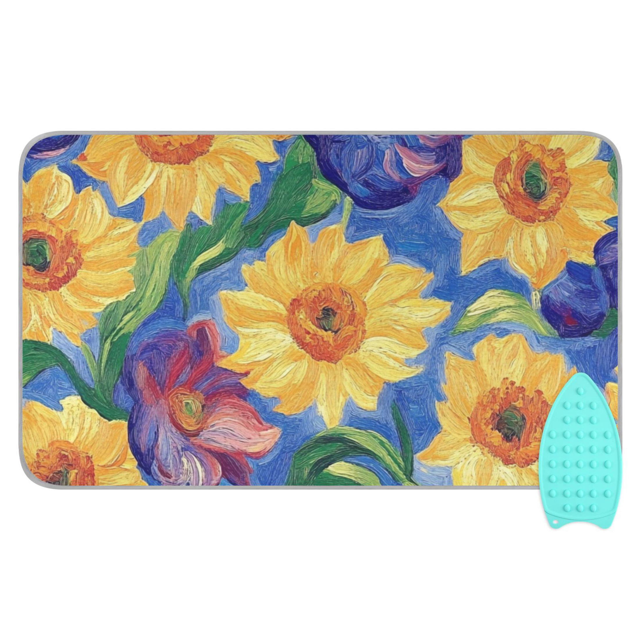 Yellow Purple Sunflower Ironing Mat Blanket for Table Top Travel Portable Ironing Board Pad 47.2x27.6 Inch