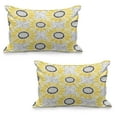 thumbnail image 1 of Yellow Quilted Pillowcover Set of 2, Colorful Illustration of Sun Flower with Motifs and Patterns Summer Nature Artprint, Standard Queen Size Pillow Cover Bedroom, 36" x 20", Yellow Grey, by Ambesonne, 1 of 1