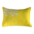 thumbnail image 1 of Yellow Quilted Pillowcover, Spring Flowers Daisy Pattern on Clean Background Blossom Meadow Scenic Art Print, Standard King Size Accent Pillow Cover for Bedroom, 36" x 20", Yellow White, by Ambesonne, 1 of 2