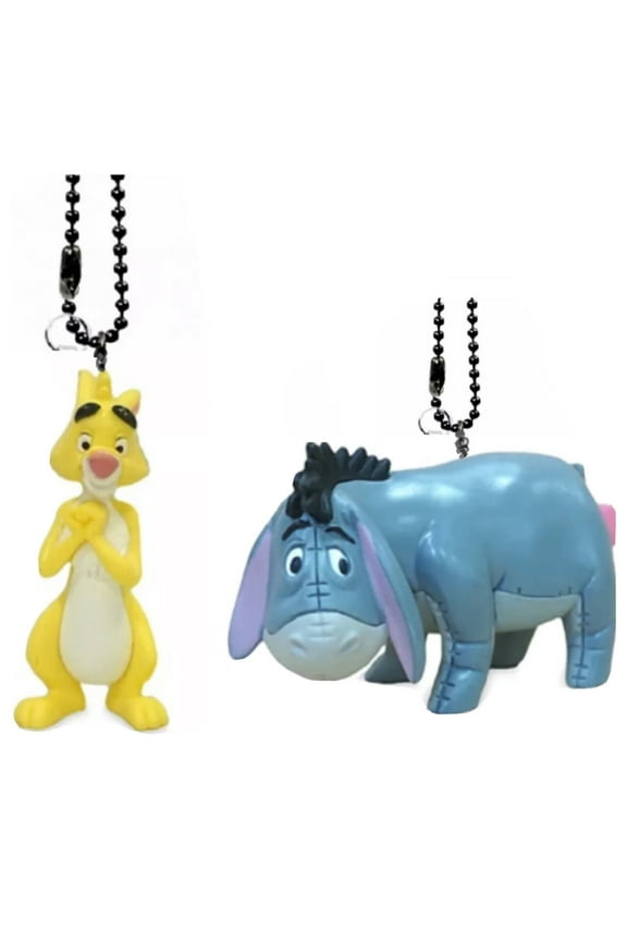 Yellow Rabbit & Eeyore Donkey PVC Keychain Dangler Figure Charm Figurine Pooh 3 New