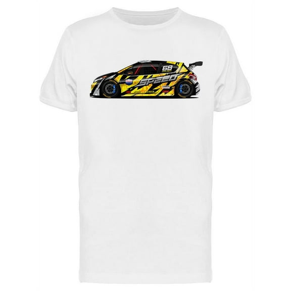 Yellow Racing Car Design T-Shirt Men -Image by Shutterstock, Male Large