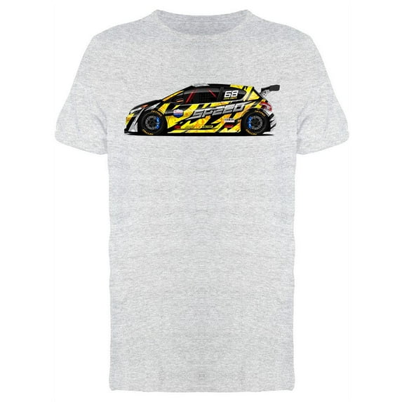 Yellow Racing Car Design T-Shirt Men -Image by Shutterstock, Male Medium