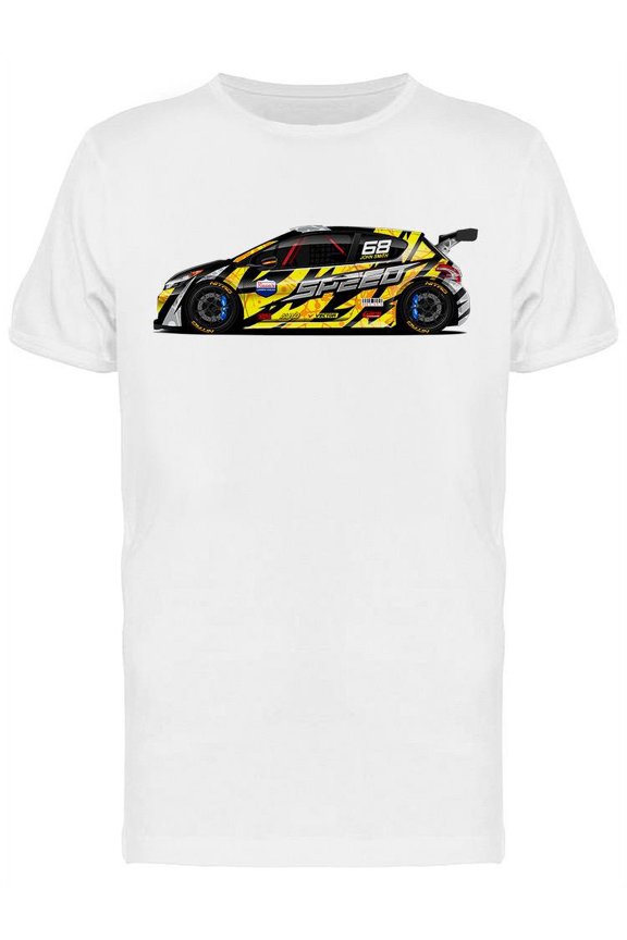 Yellow Racing Car Design T-Shirt Men -Image by Shutterstock, Male x-Large