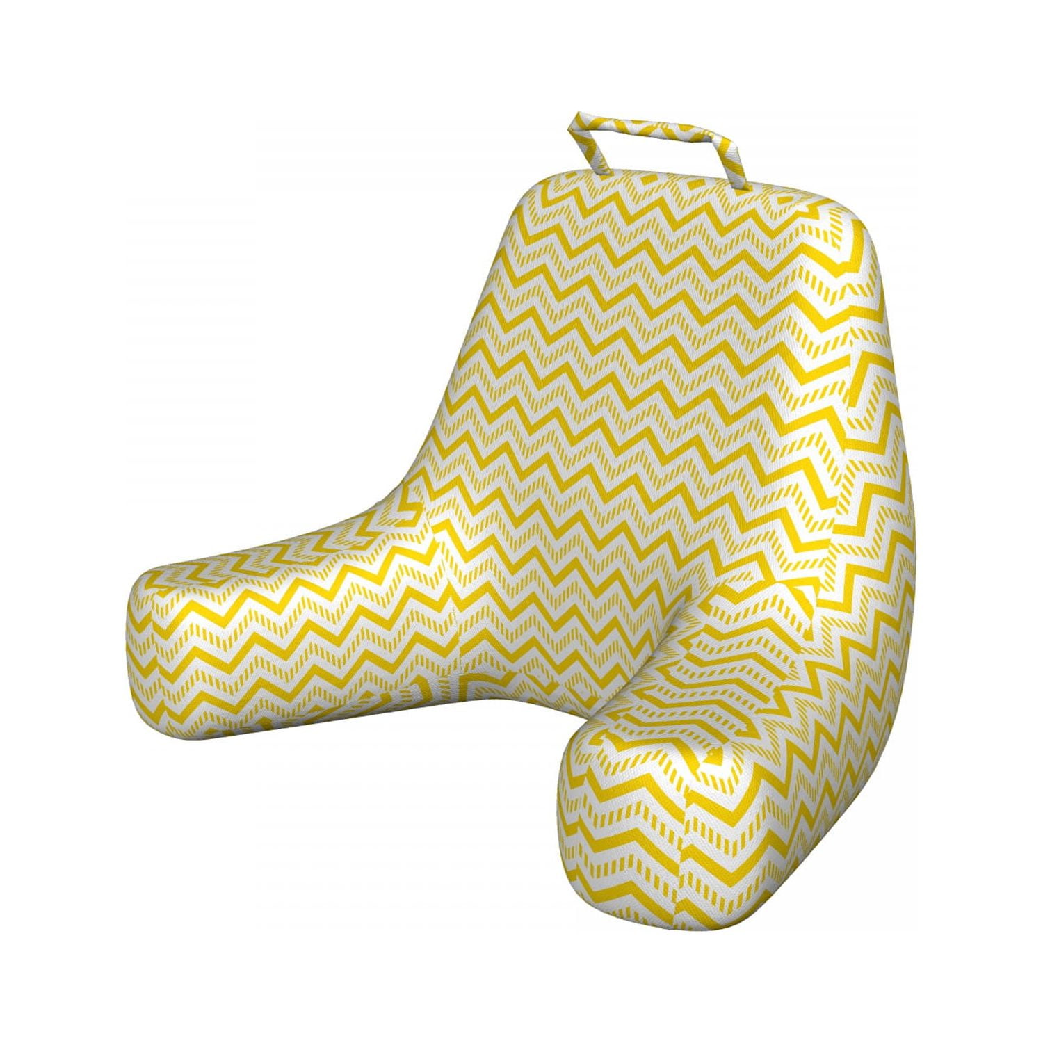 Yellow Reading Pillow, Chevron Abstract Zig Zag Pattern Striped Cool