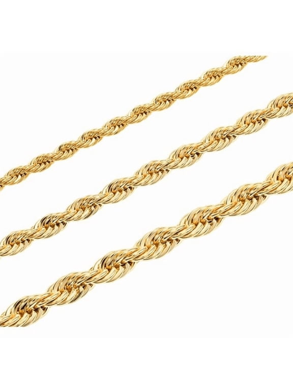 Yellow Real Gold Real Solid Rope Chain | 6 mm | 24 Inches |