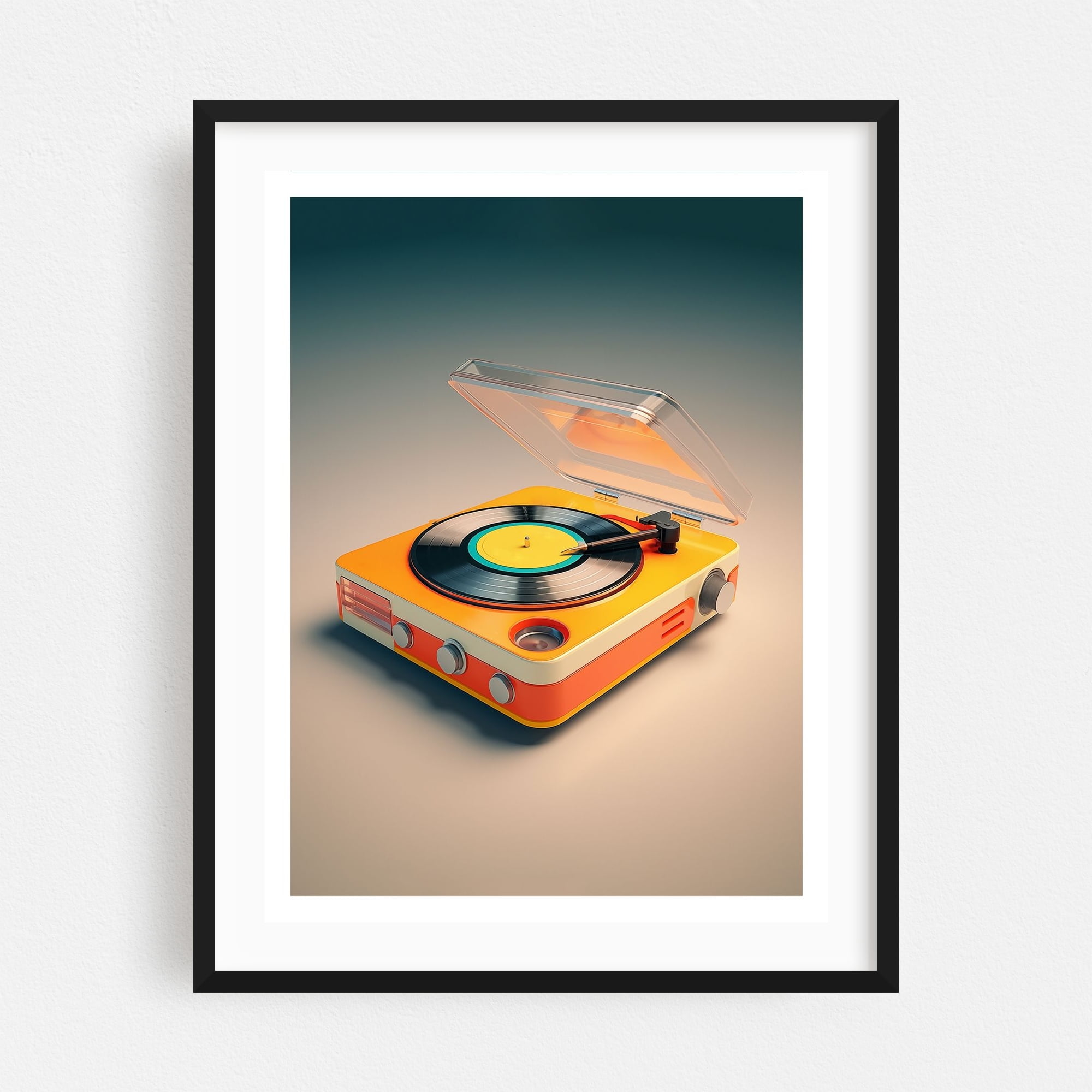 Yellow Record Player - Photography Retro Vintage Mid-Century