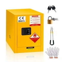 4/12 Gallon Yellow/Red Flammable Substances Storage Cabinet, Cold - Rolled Steel Fire Cabinet, Fireproof Cabinetry for School Workshops, Garages, Manufacturing Plants​