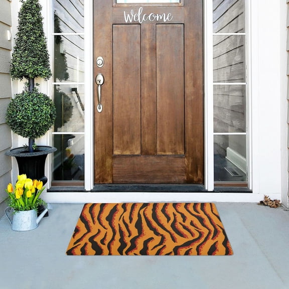 Yellow Red Black Zebras Skin Doormats Welcome Mats Gate Pads Entryway Outdoor 32" x 20"