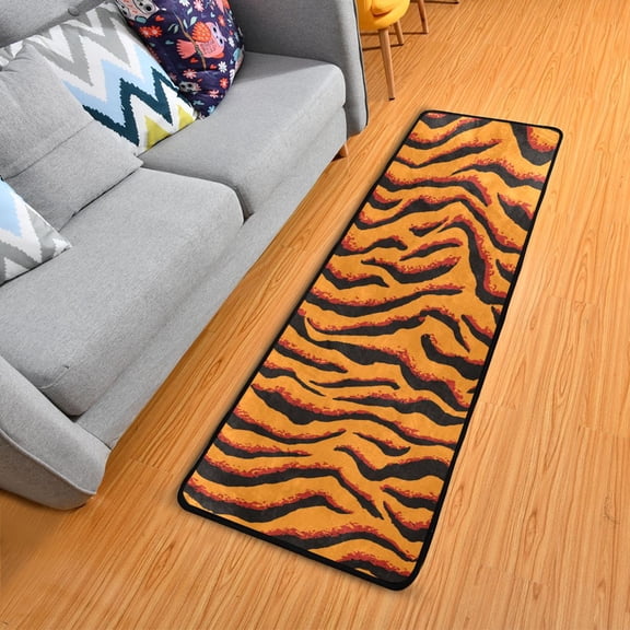 Yellow Red Black Zebras Skin Long Floor Mat Runner Rug Area Rug Carpet Water Absorbent Non-Slip 72" x 24"