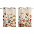 thumbnail image 1 of Yellow Red Blue Spring Floral Kitchen Curtains Small Short 39 Inch Length, Watercolor Botanical Summer Flowers Bedroom Living Room Curtains, Light Filtering Cafe Curtain Drapes 2 Panels Set 55''x39'', 1 of 9