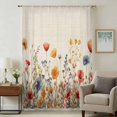 thumbnail image 1 of Yellow Red Blue Spring Floral Sheer Curtains 84 Inches Long, Watercolor Botanical Summer Flowers Light Filering Curtains, Breathable Simi Curtain Privacy Drapes for Living Room Window Treatment, 1 of 9