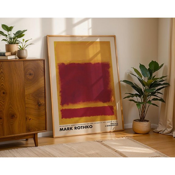 Yellow Red Color Field Inspired Wall Art Decor Unframed Paper Print