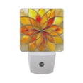 thumbnail image 1 of Yellow Red Floral Stained Glass Night Light 2 Pack LED Nightlight Plug into Wall Dusk to Dawn Sensor Soft White, 1 of 7