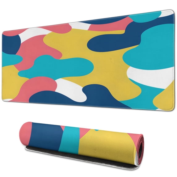 Yellow Red Green Blue Camouflage mousepad Gamingwaterproofwashable for Office Home Work GamingmousepadRubber Base Mousepad with Stitched Edges 31.5x11.8inches