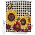 thumbnail image 1 of Yellow Red Sunflower Butterfly Fabric Shower Curtain Floral Buffalo Plaid Washable Shower Curtains for Bathroom, Waterproof Bath Curtain with Hooks Home Decor 72x72in, 1 of 8
