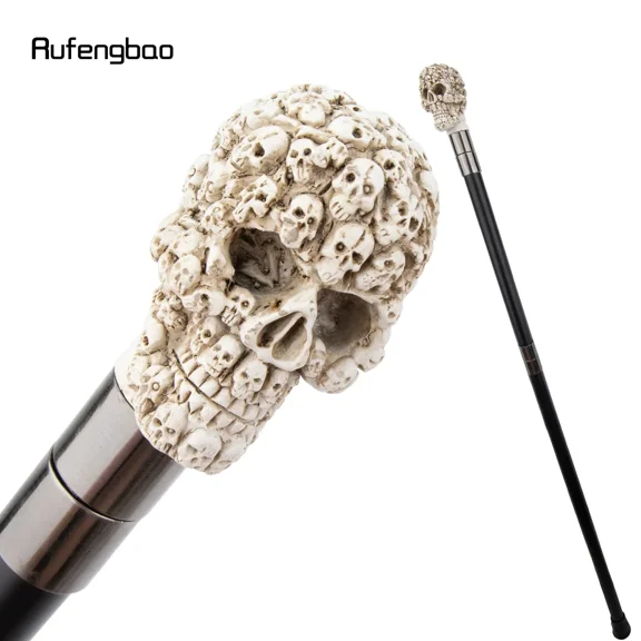 Yellow Resin Skull Head Walking Cane Fashion Decorative Steel Stick Gentleman Elegant Cosplay Cane Knob Crosier 94cm