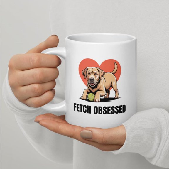Yellow Retriever Mug - oz, oz, oz Fetch Obsessed Coffee Cup Lab Owner Gift Funny Dog Mug Dishwasher .