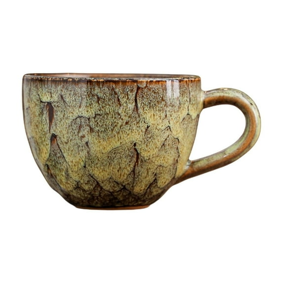 Yellow Retro Coffee Mug for Americano and Latte Art, Vintage Ceramic Cup with 250ml Capacity, Great for Milk and Breakfast Use