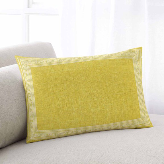 Yellow Retro Greek Key Queen Size Pillow Cover,Pillowcase Protectors with Zipper,Breathable Decorative Throw Pillow Case Cover,Geometric Greece Ancient Rustic Pillow Shams for Couch Sofa 20x30Inch