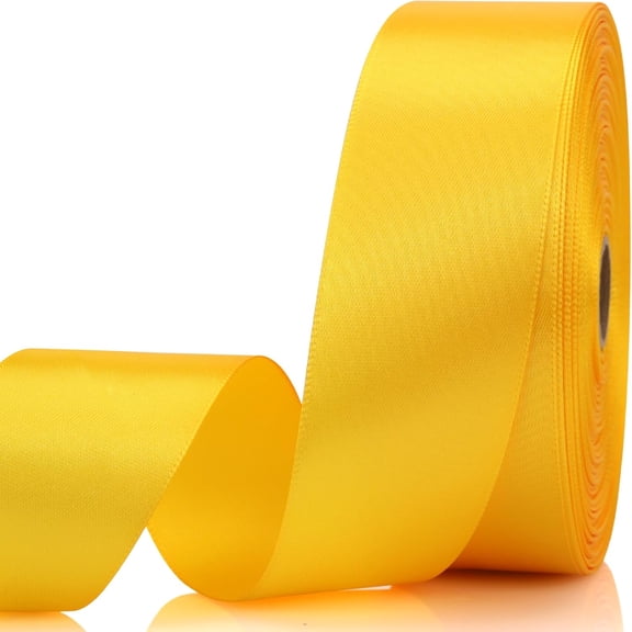 Yellow Ribbon-1-1/2 Inch 60 Yards Yellow Solid Satin Ribbon for Gift Wrapping,Craft Floral Bouquets,Wedding Party,Timeless Flower,Decoration Floral Hair,Balloons