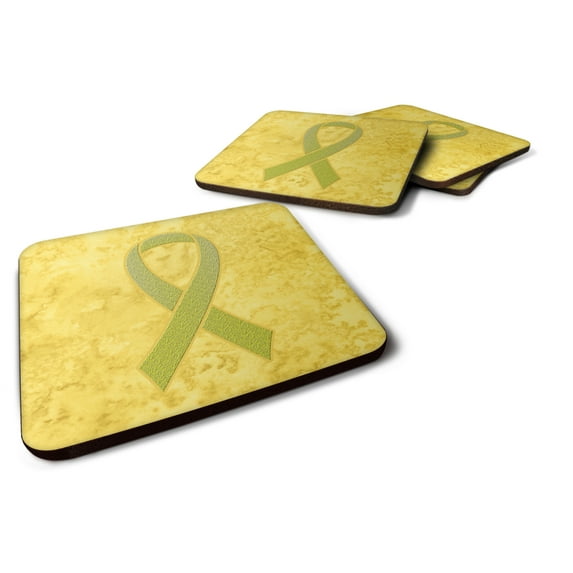 Yellow Ribbon for Sarcoma Bone or Bladder Cancer Awareness Foam Coaster Set of 4