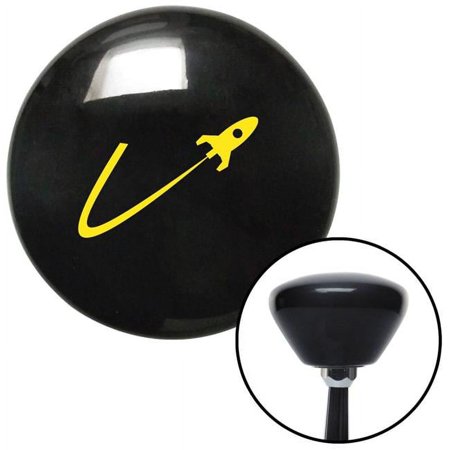 Yellow Rocketship Flying Black Retro Shift Knob with M16 x 1.5 Insert Shifter Auto