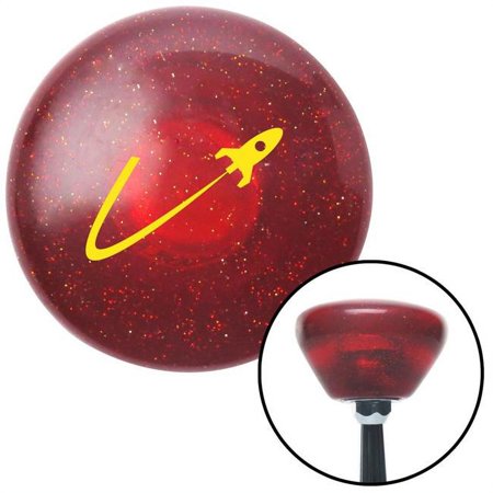 Yellow Rocketship Flying Red Retro Metal Flake Shift Knob with M16 x 1.5 Insert Brody