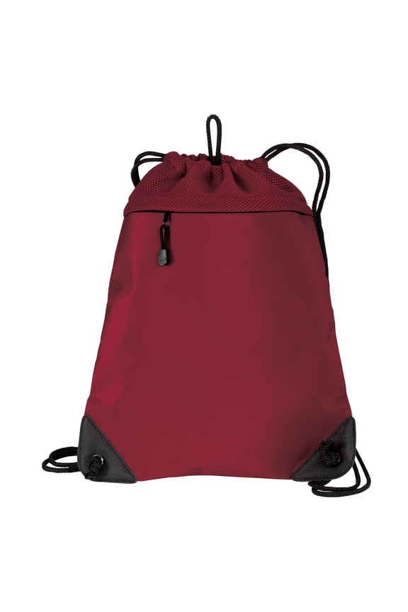 Adult Cinch Pack with Mesh Trim Chili Red