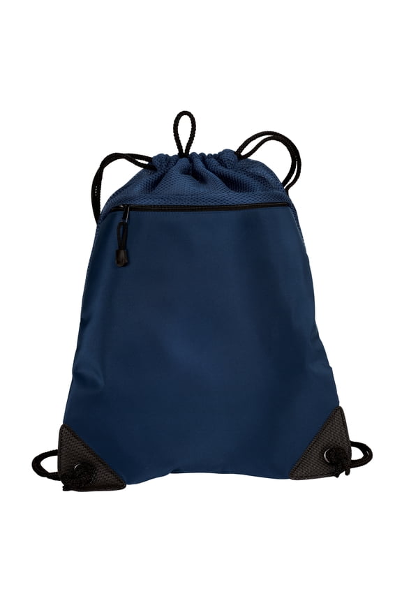 Adult Cinch Pack with Mesh Trim Navy
