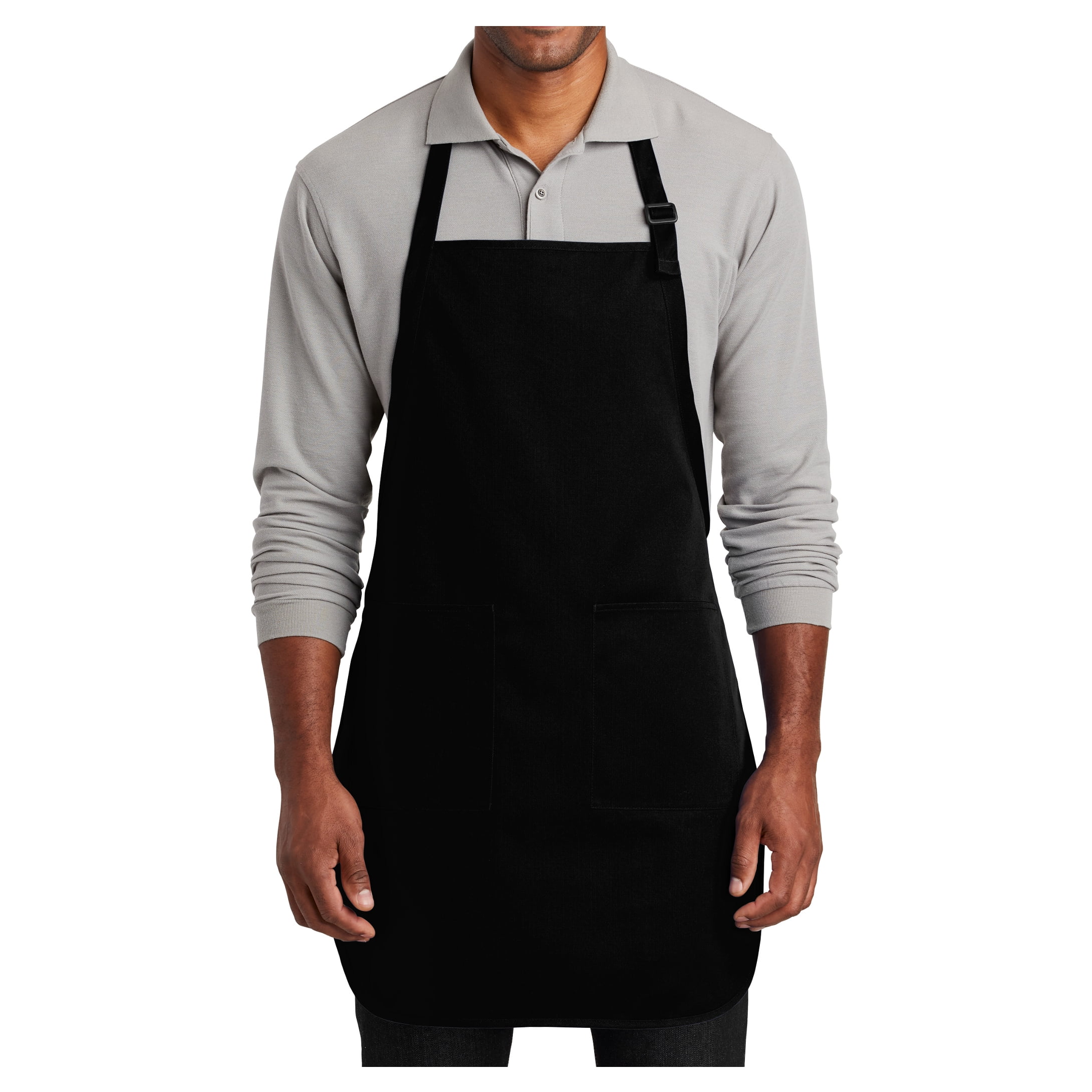 Black Full-Length Two-Pocket Cotton Polyester Apron