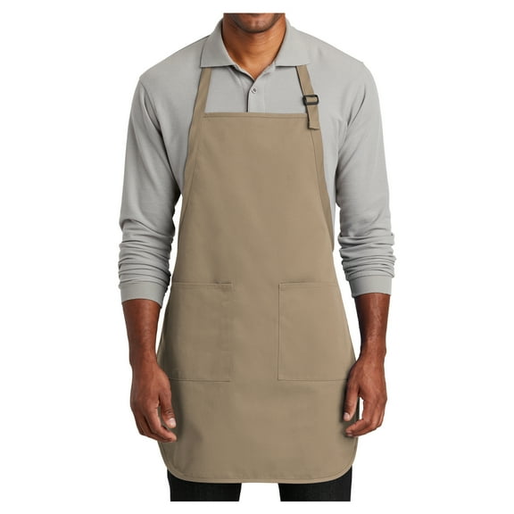 Yellow Rooster Adult Mens Full-Length Two-Pocket Bib Apron Khaki